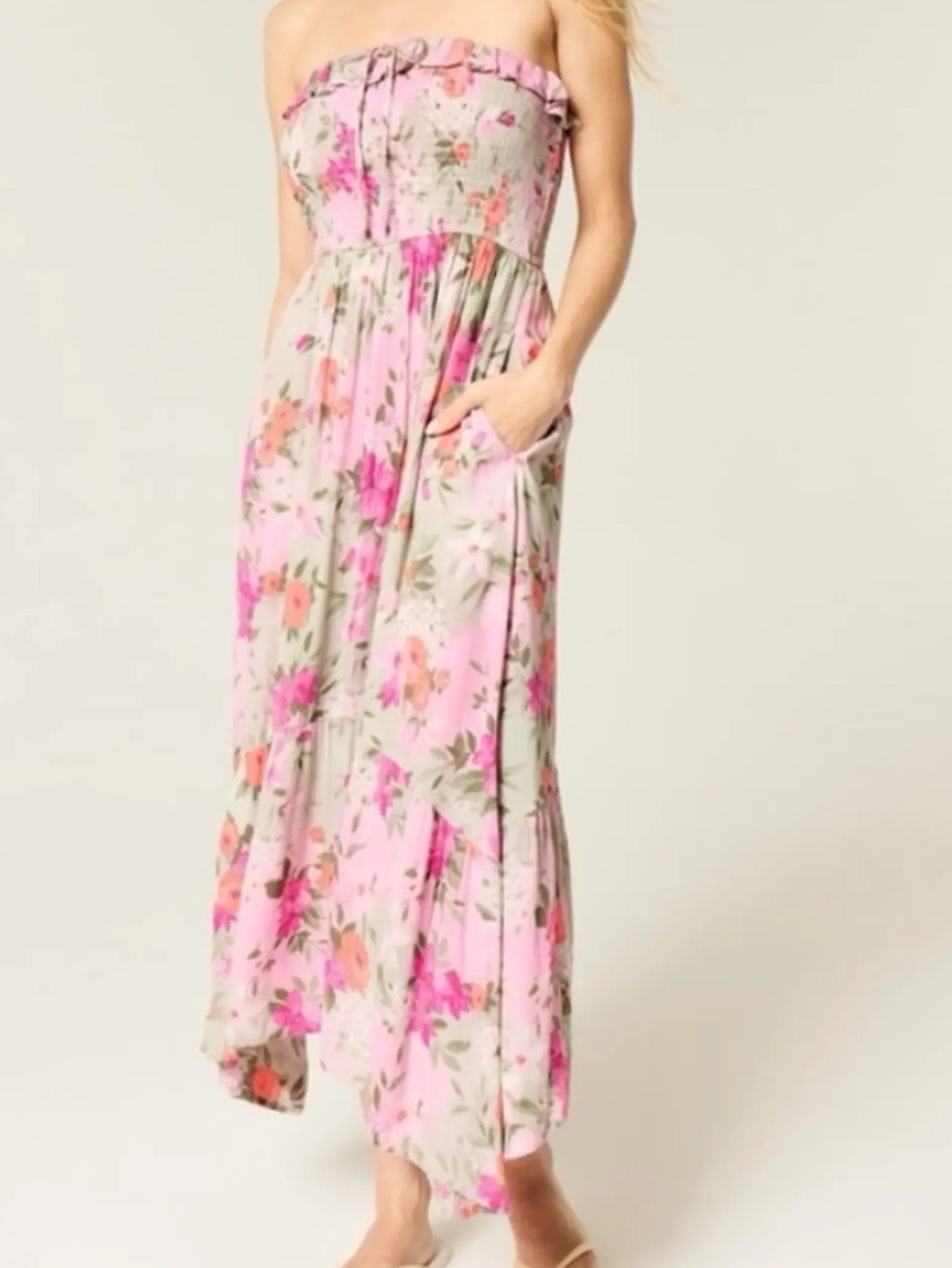Hollister floral strapless maxi dress
